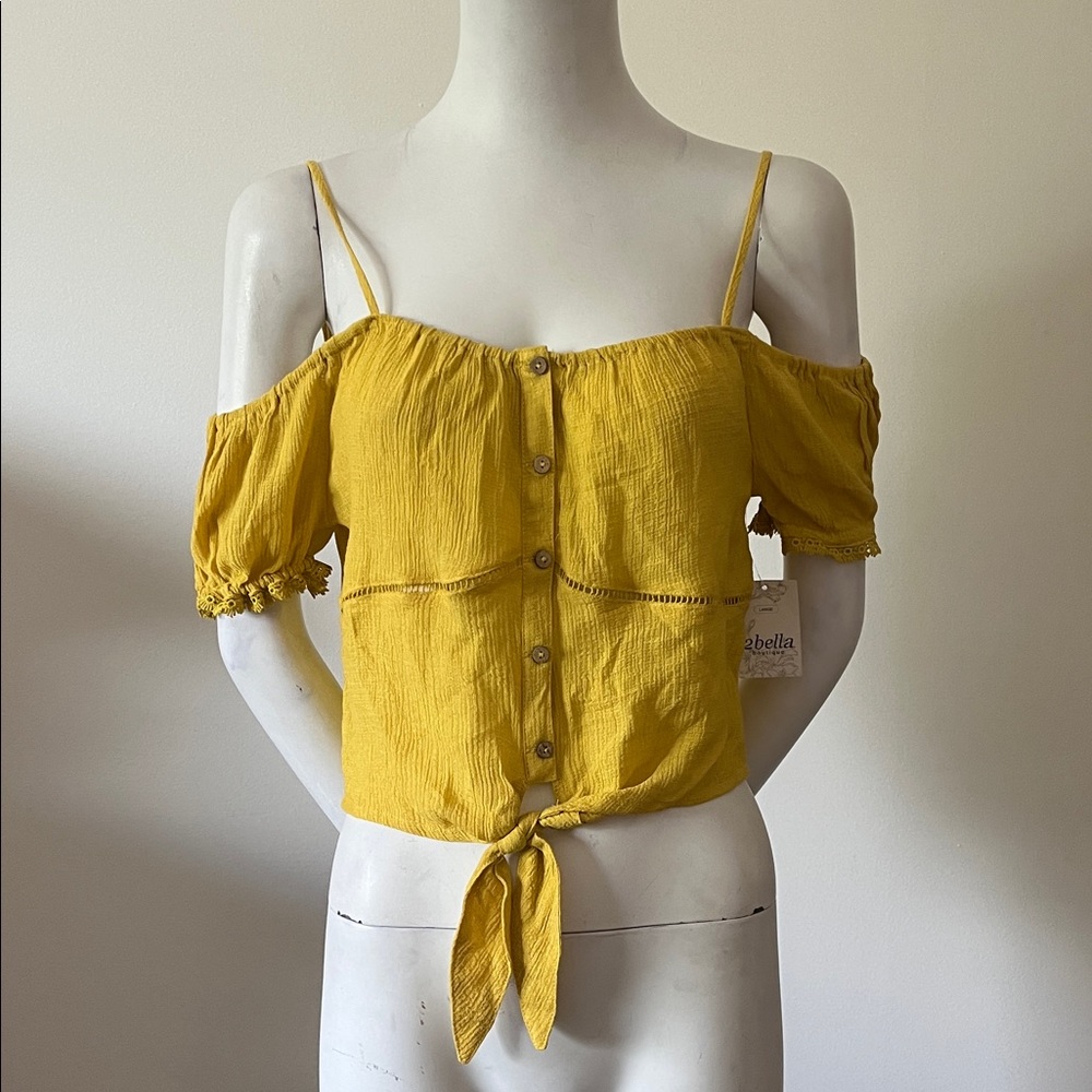 2bella Mustard Off-Shoulder Blouse
